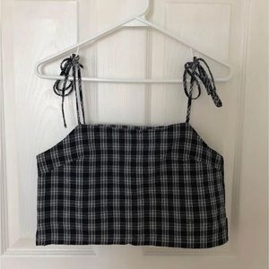 Brandy Melville Plaid Tie-Up Crop Top